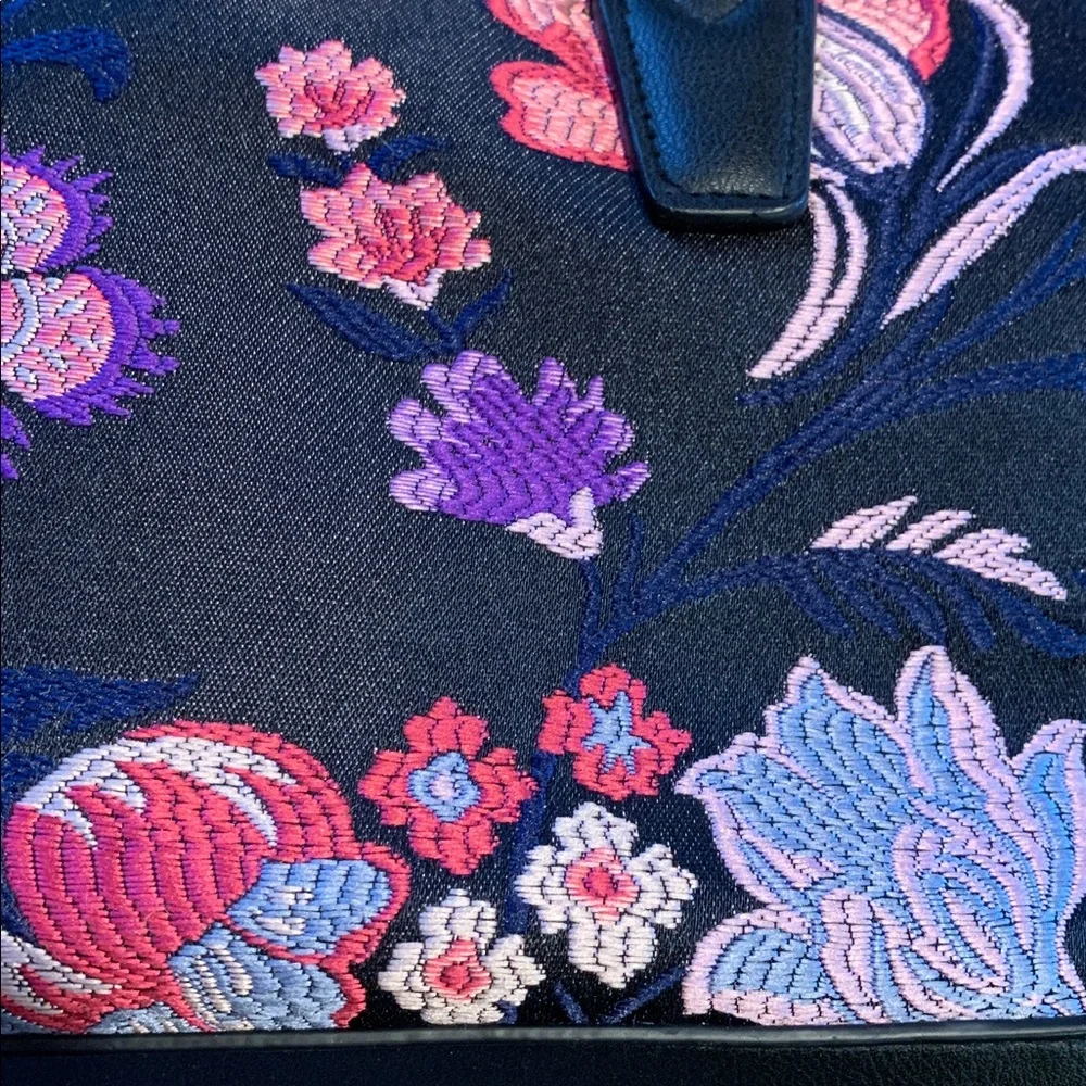 Beautiful Christian Soriano Black and Pink Floral Embroidered Purse
